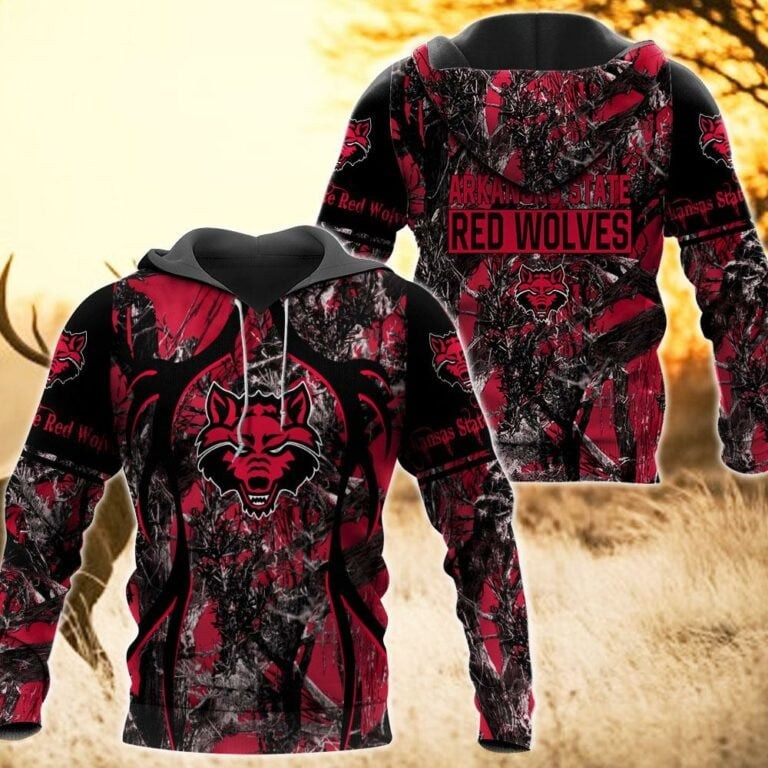 Arkansas State Red Wolves Camo Hunting 3D printed Sweatshirt Hoodie Zipped Hoodie