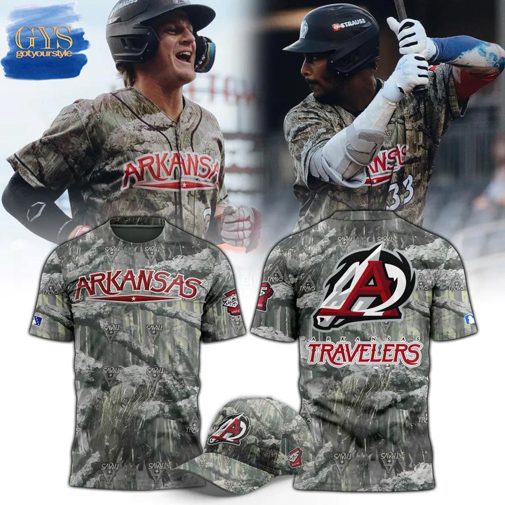 Arkansas Travelers 2025 New Limited Edition Camo T-Shirt Premium Merchandises