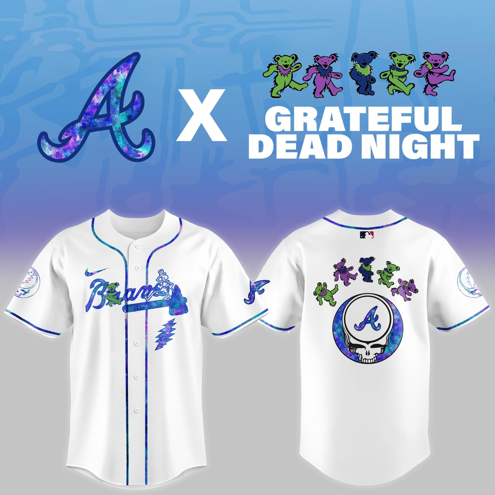 Atlanta Braves 2025 Grateful Dead Night Jersey MLB Baseball Merch Unique Gifts For Fans