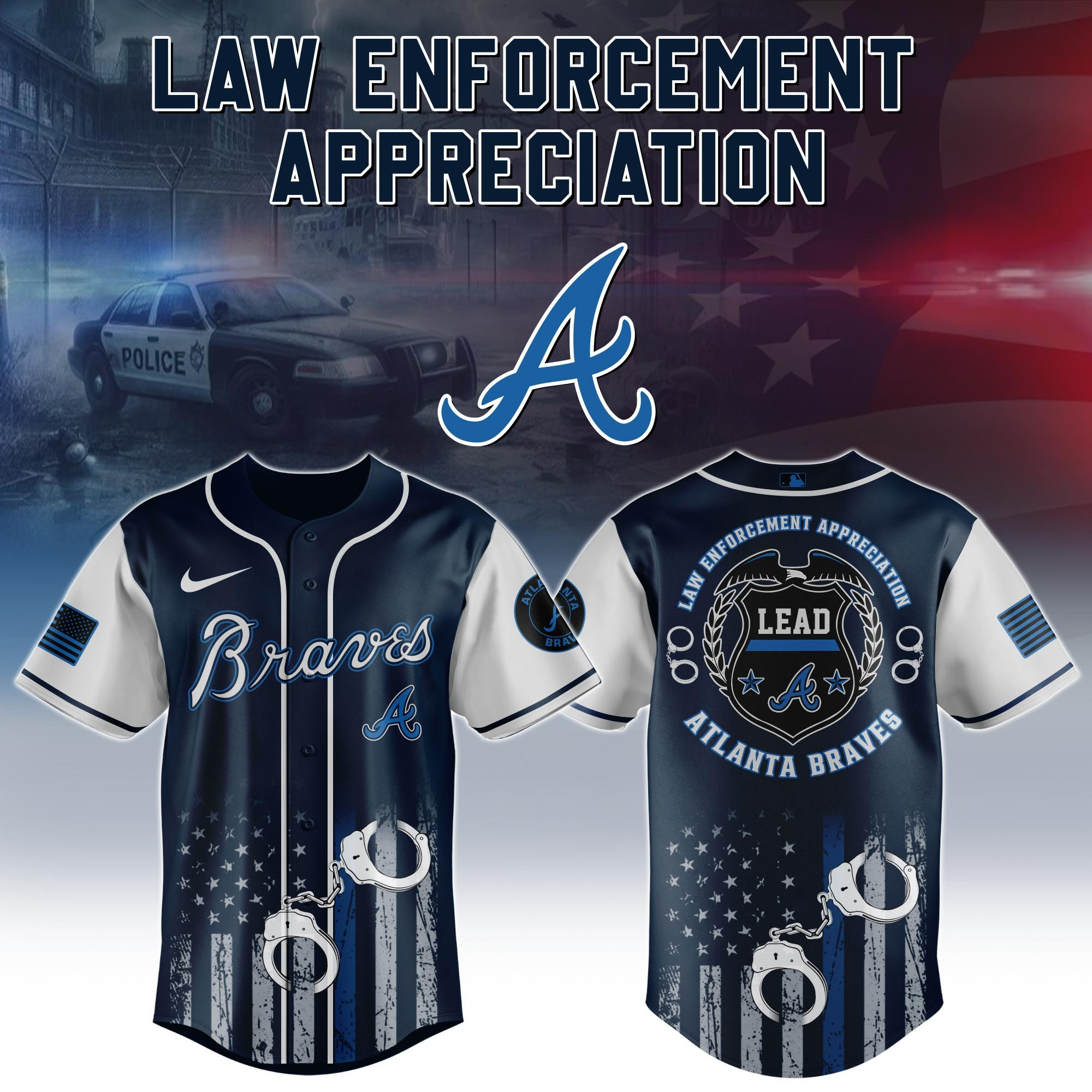 Atlanta Braves Law Enforcement Appreciation Day Jersey Thin Blue Line MLB Baseball Merch