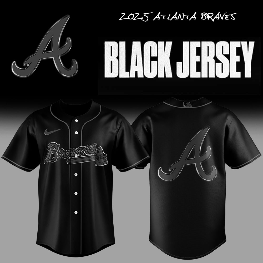 Atlanta Braves MLB Back In Black Personalized Baseball Jersey For Fans