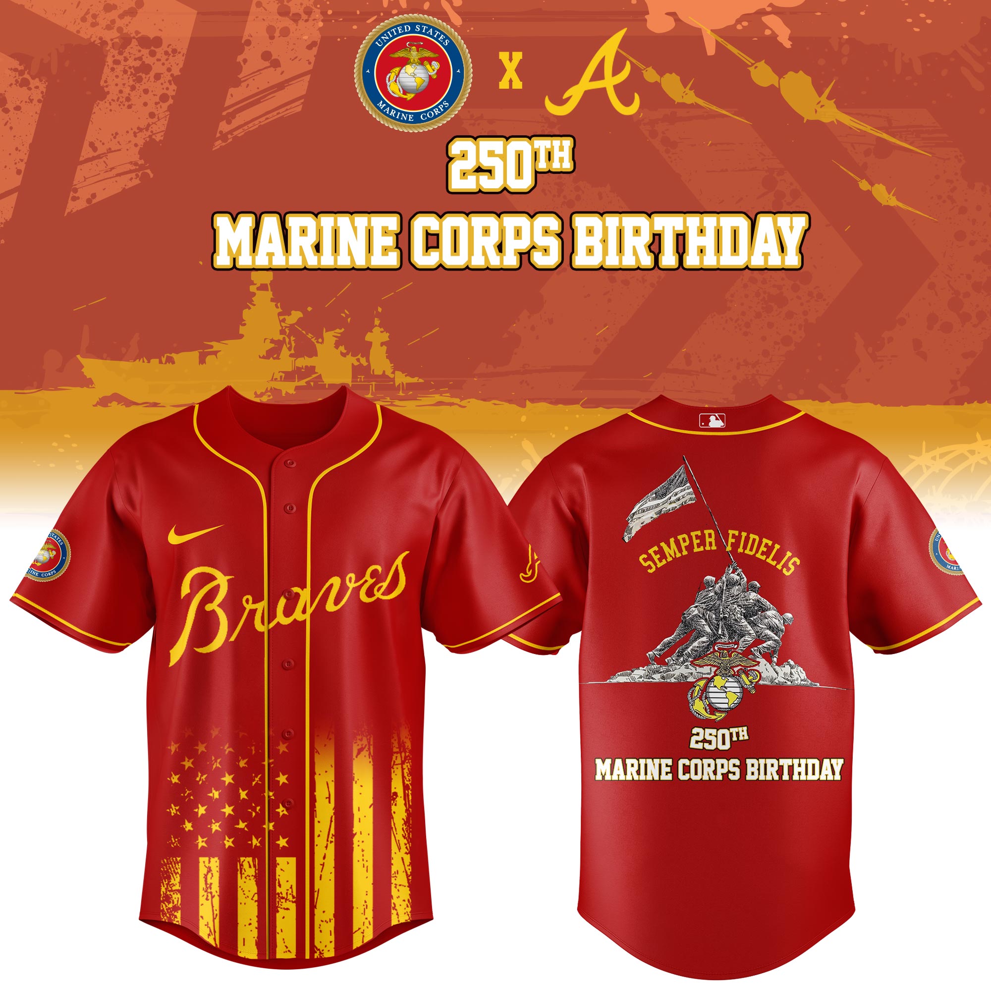 Atlanta Braves MLB x 250 U.S. ARMY Personalized Baseball Jersey For Fans