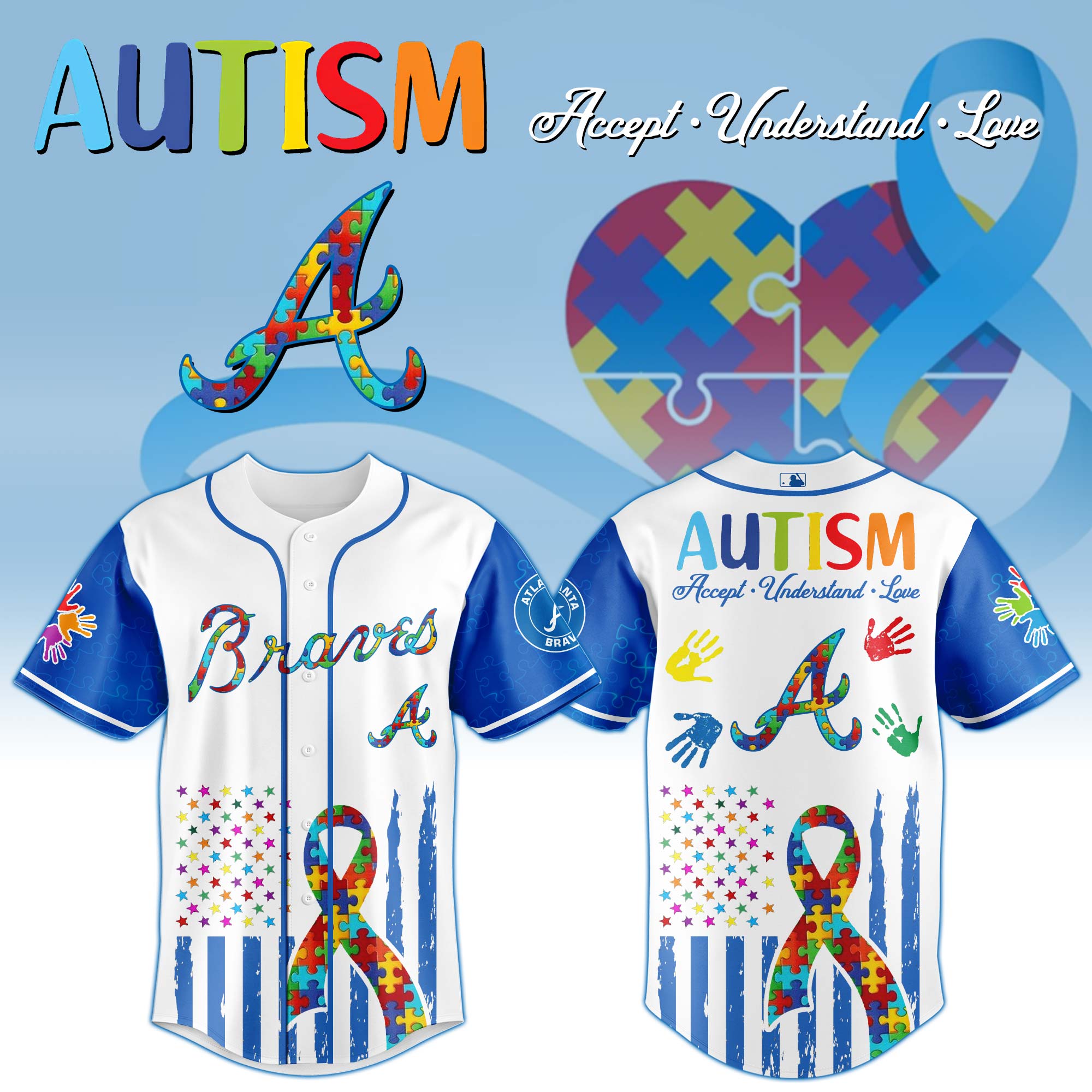 Atlanta Braves MLB x Autism Awareness Month Personalized Baseball Jersey For Fans