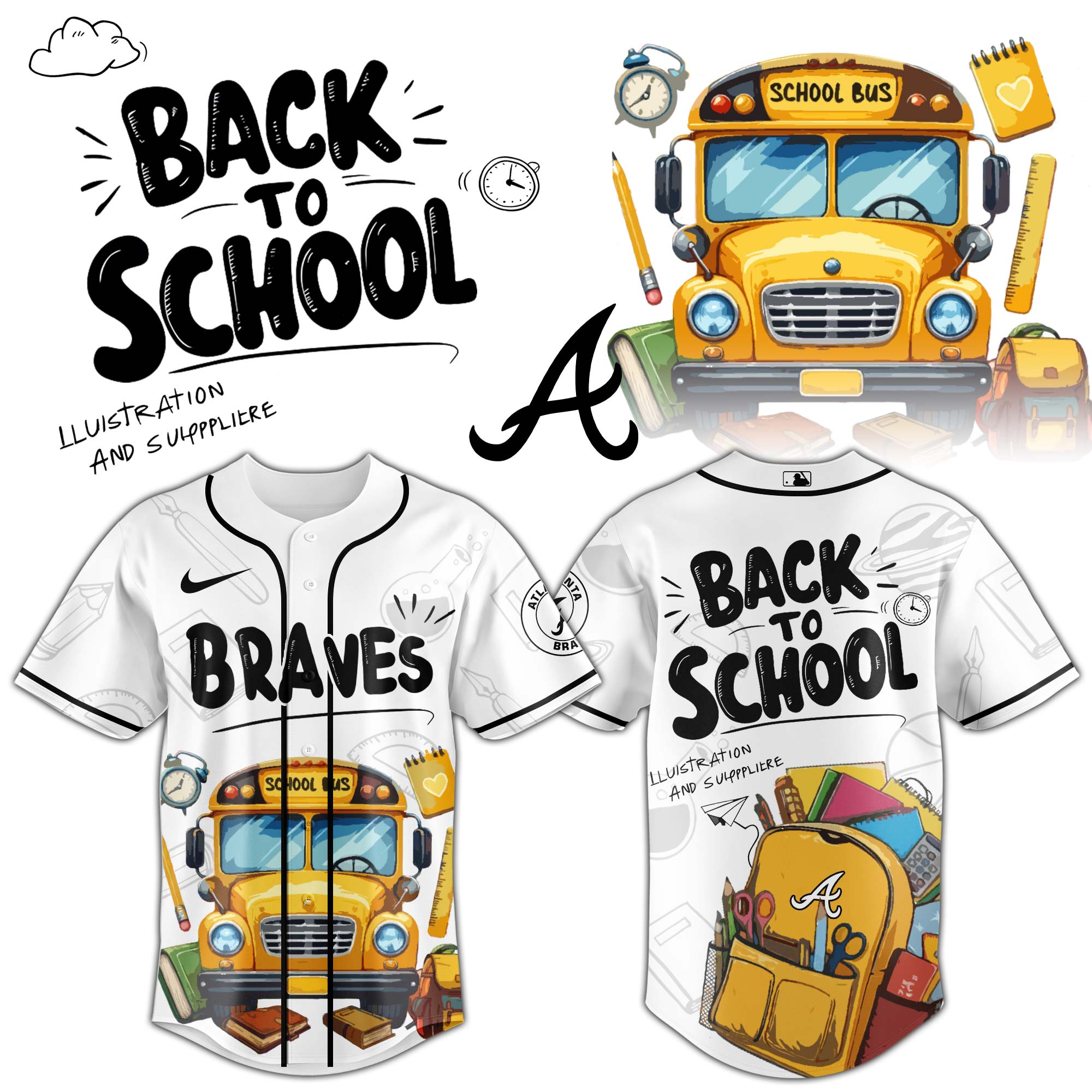 Atlanta Braves MLB x Back To School Personalized Baseball Jersey For Fans