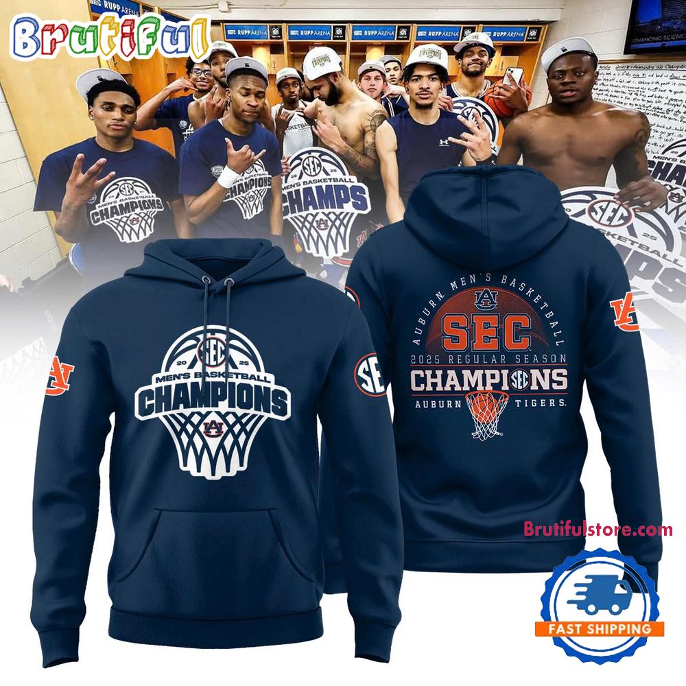 Auburn Tigers 2025 SEC Mens Basketball Regular Season Champions Hoodie