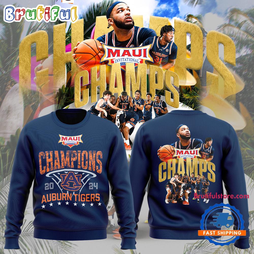 Auburn Tigers Mens Basketball 2024 Champions Limited Navy Sweatshirt