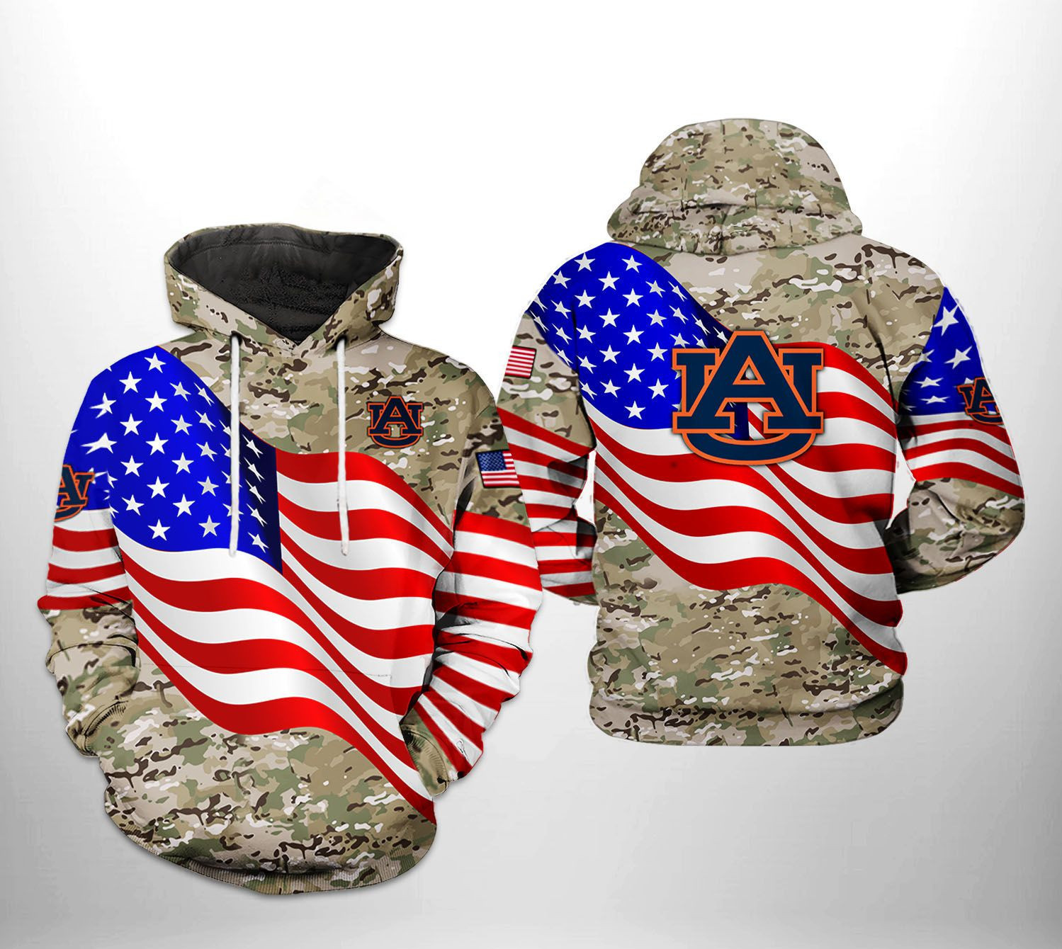 Auburn Tigers NCAA US Flag Camo Veteran Hoodie  Zip Hoodie