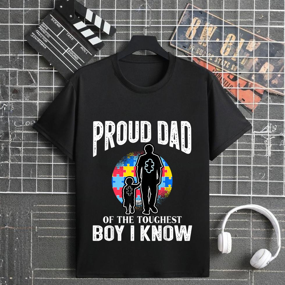 Autism Awareness for Proud Dad Support Autistic Kids T-Shirt