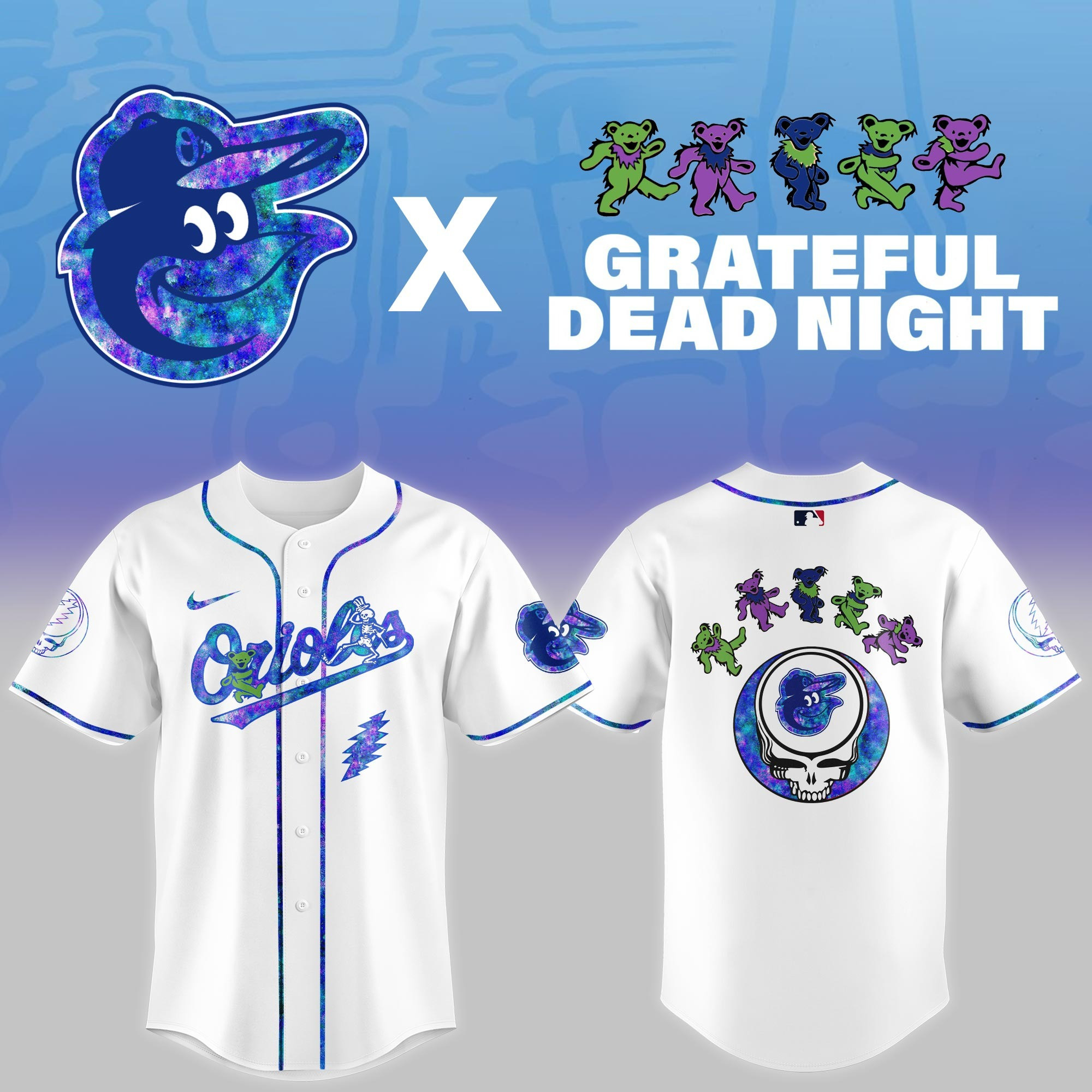Baltimore Orioles 2025 Grateful Dead Night Jersey MLB Baseball Merch Best Fan Gifts For Him