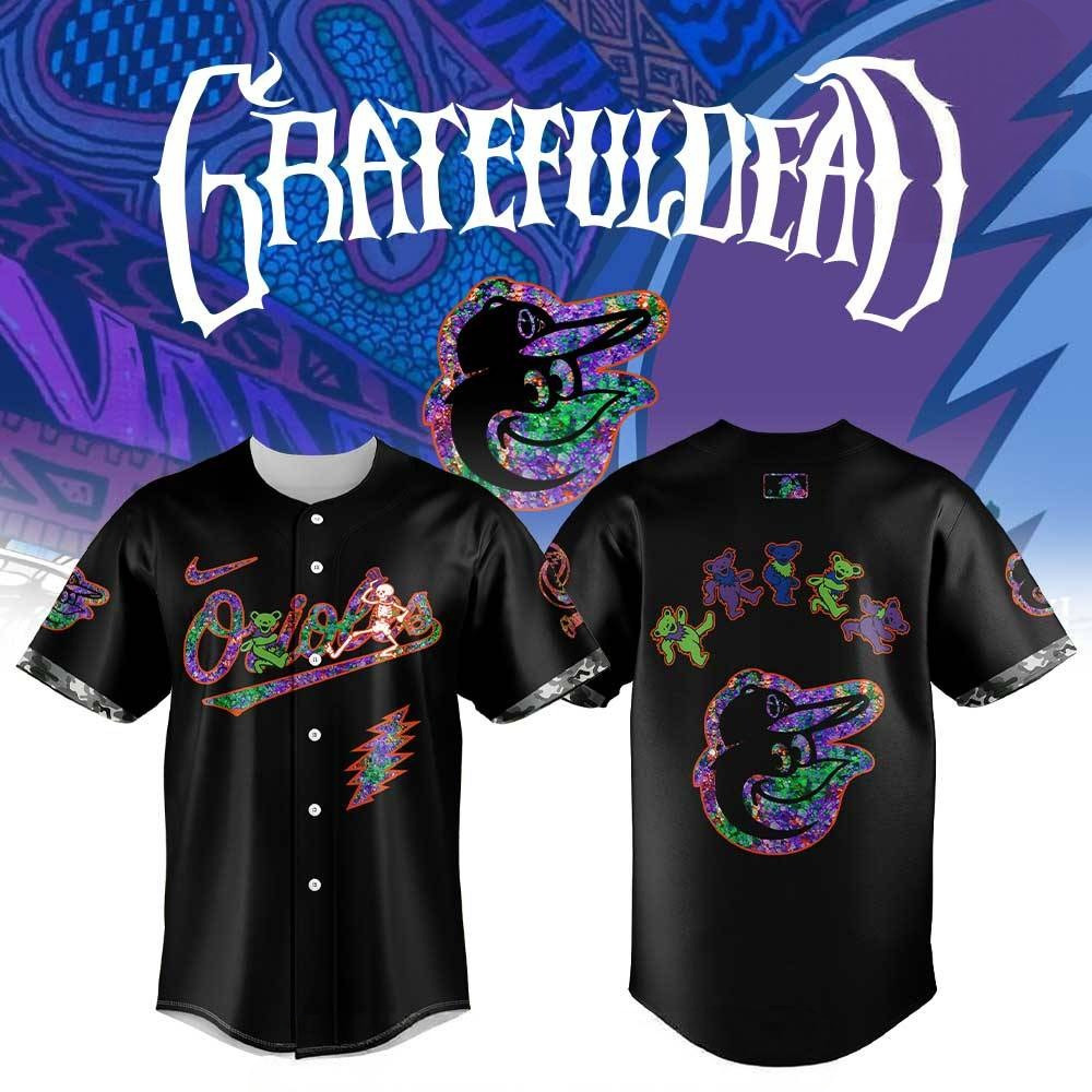Baltimore Orioles Grateful Dead Night Black City Connect Baseball Jersey Fans Gifts