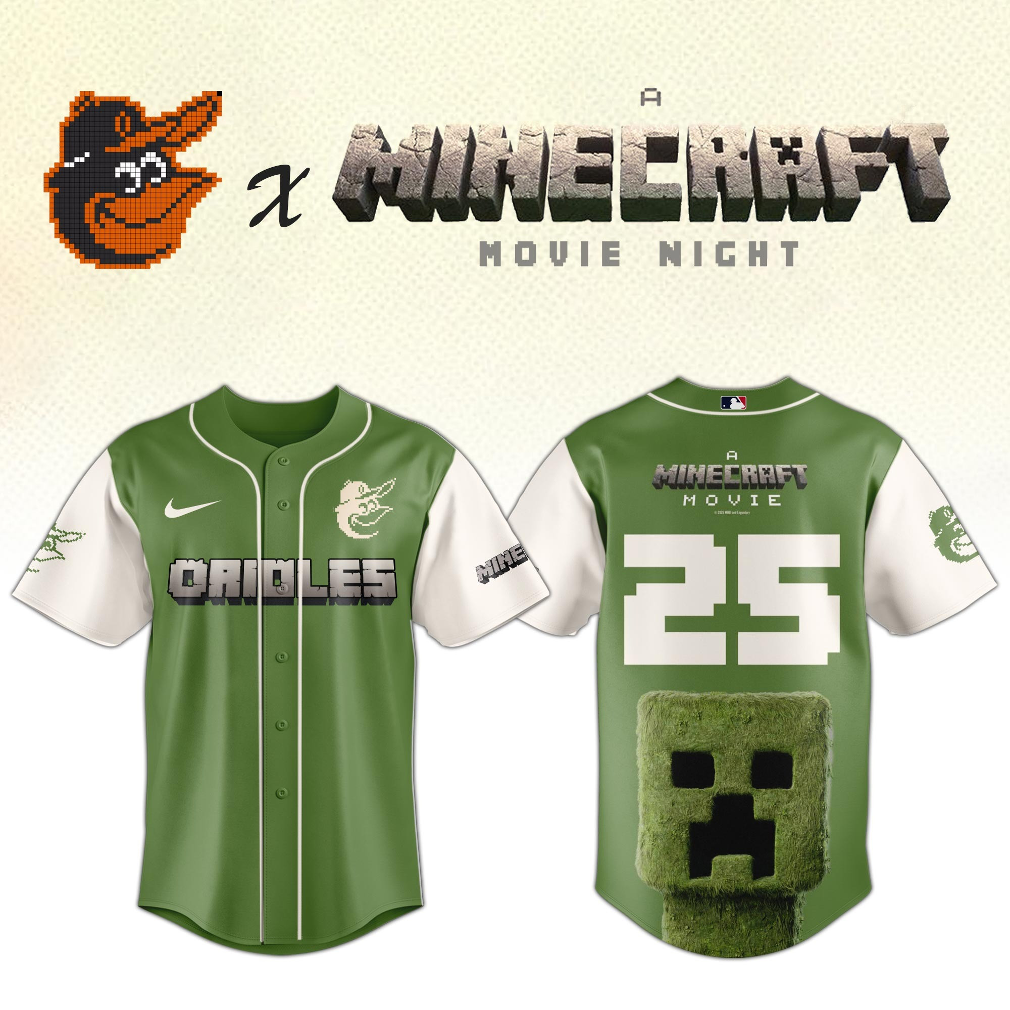 Baltimore Orioles MLB x A MINECRAFT MOVIE Night Jersey Fan Merch Gifts For Him