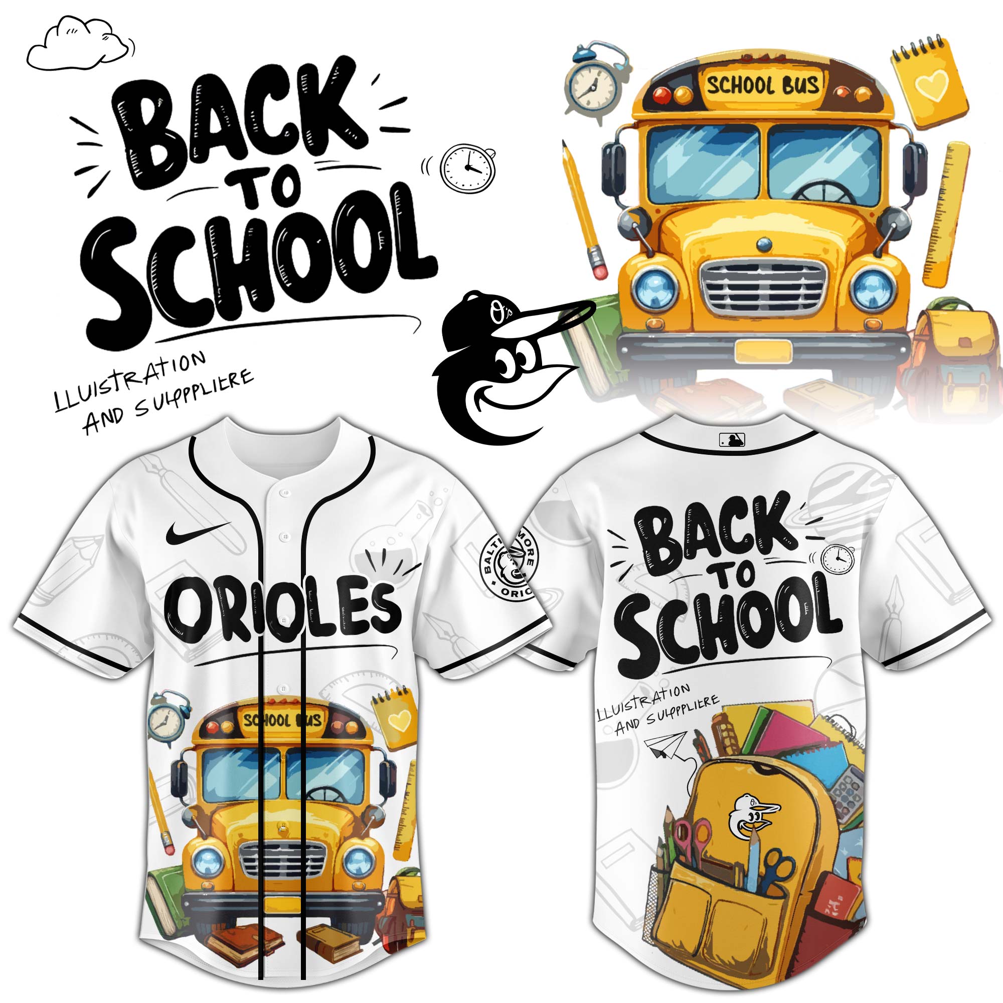 Baltimore Orioles MLB x Back To School Personalized Baseball Jersey For Fans