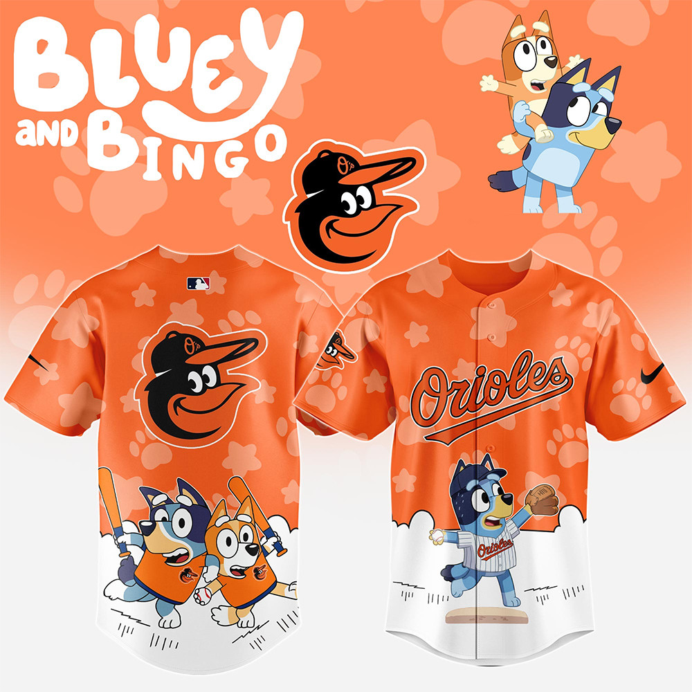 Baltimore Orioles MLB x Bluey and Bingo Night Jersey Gifts For Baseball Lovers