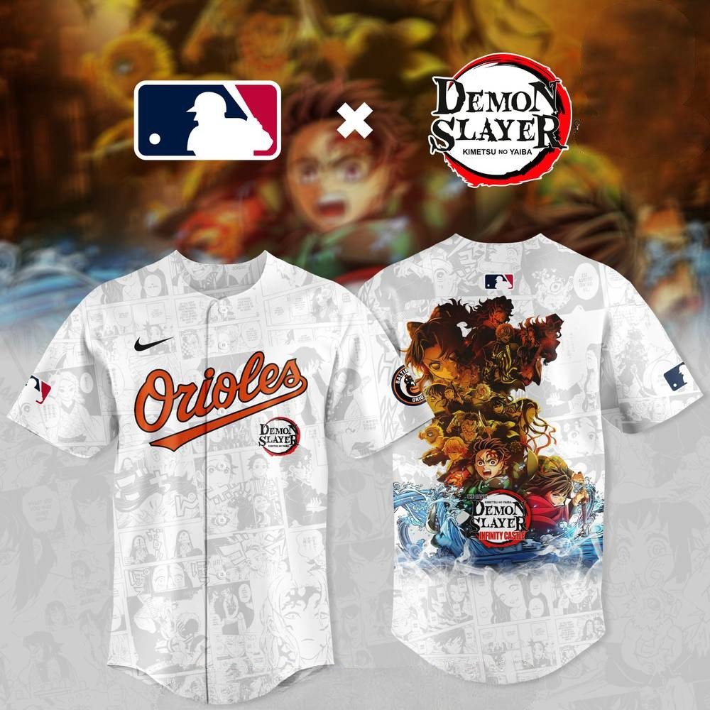 Baltimore Orioles MLB X DEMON SLAYER Comic Style Baseball Jersey Cool Baseball Gifts