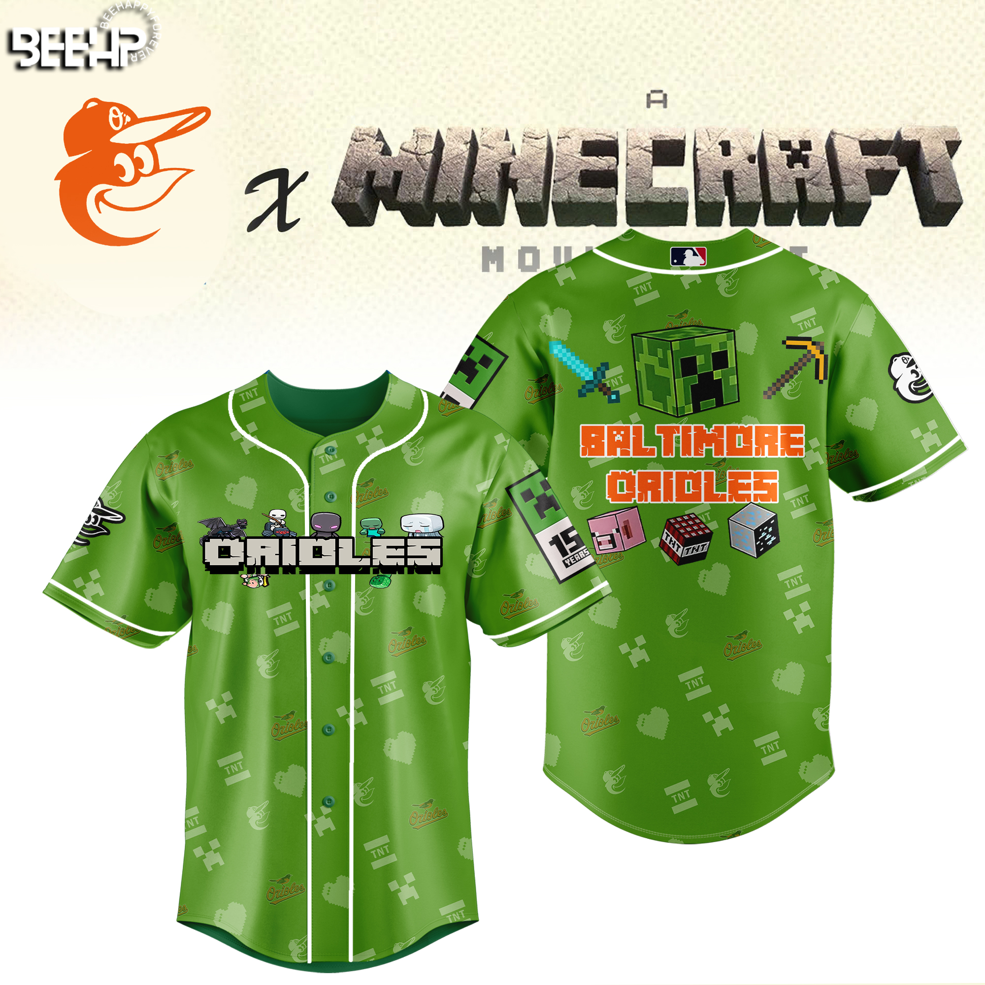 Baltimore Orioles MLB x Minecraft Personalized Baseball Jersey For Fan