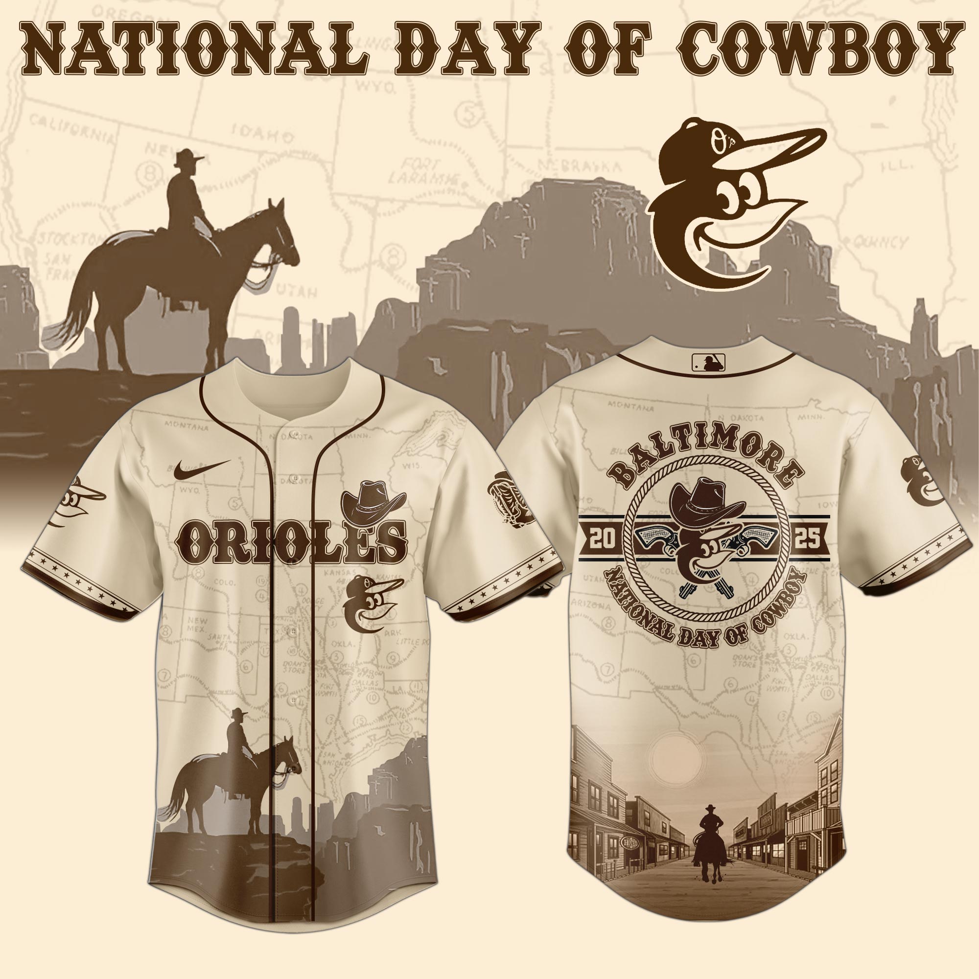 Baltimore Orioles MLB x National Day Of Cowboy Personalized Baseball Jersey For Fans