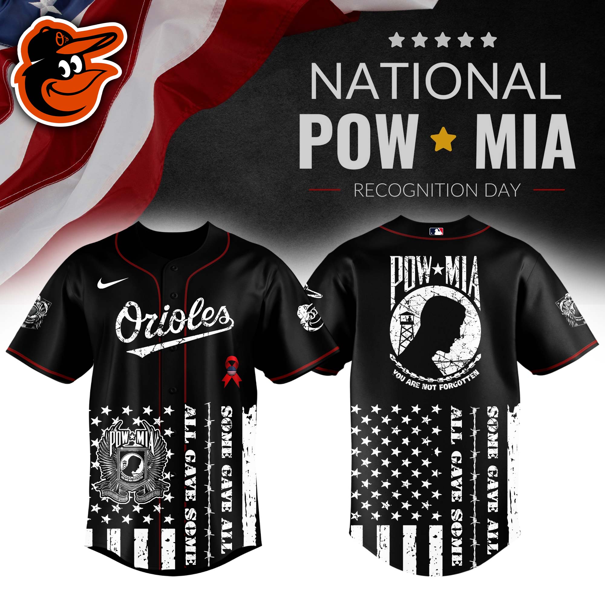 Baltimore Orioles MLB x National POW/MIA Recognition Day Personalized Baseball Jersey For Fans