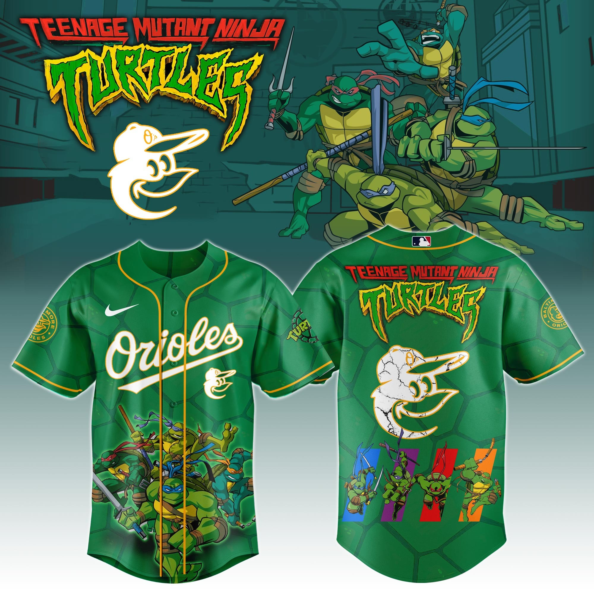 Baltimore Orioles Ninja Turtles Night Game Jersey MLB Baseball Fan Ninja Turtles Lover Gifts