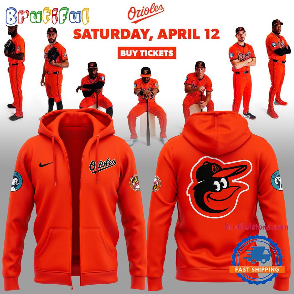 Baltimore Orioles Orange On Orange 2025 Zip Hoodie Premium Merchandise
