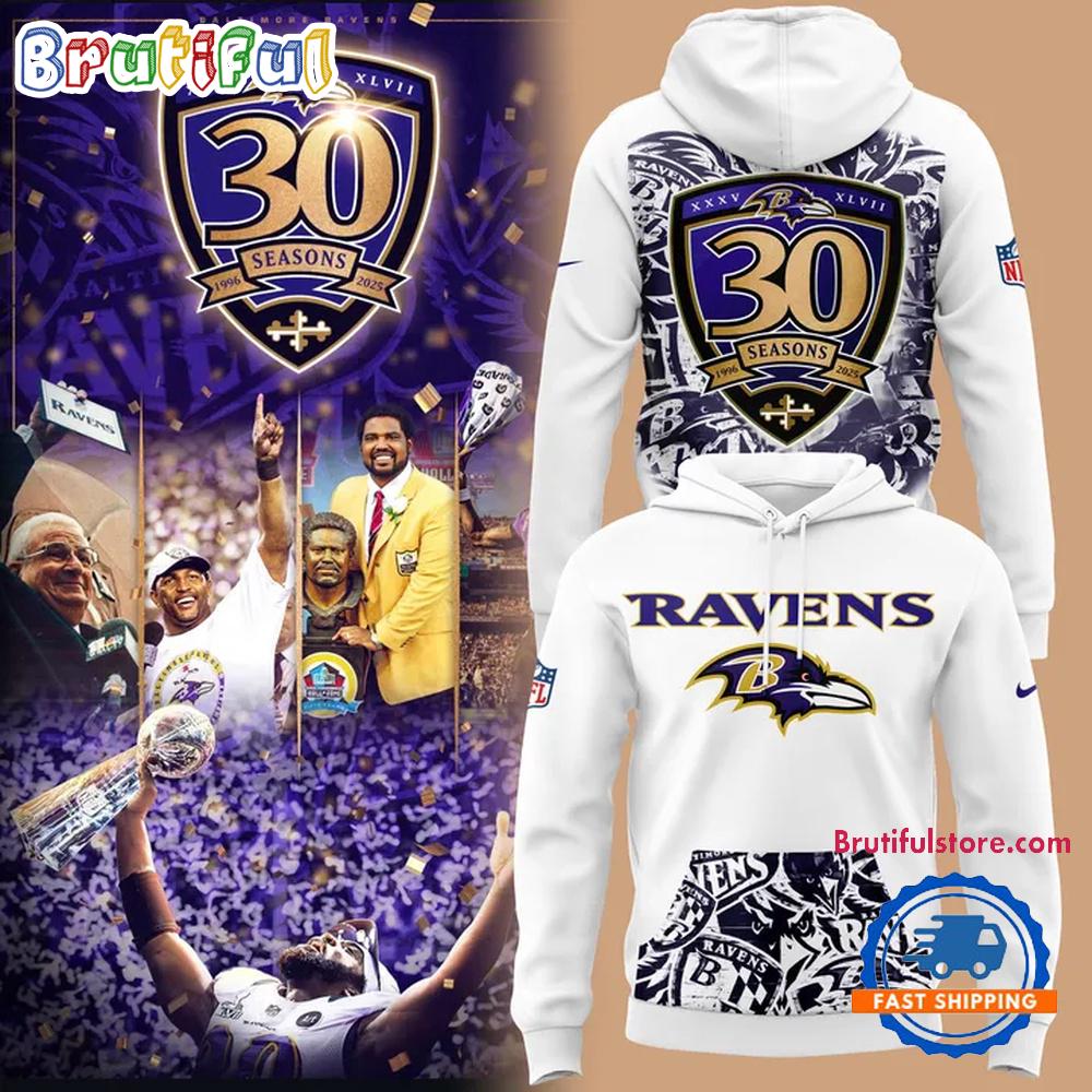 Baltimore Ravens 30 Season 1996-2025 All Over Print Hoodie