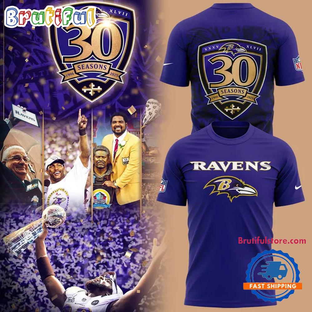 Baltimore Ravens 30 Years 1996-2025 T Shirt