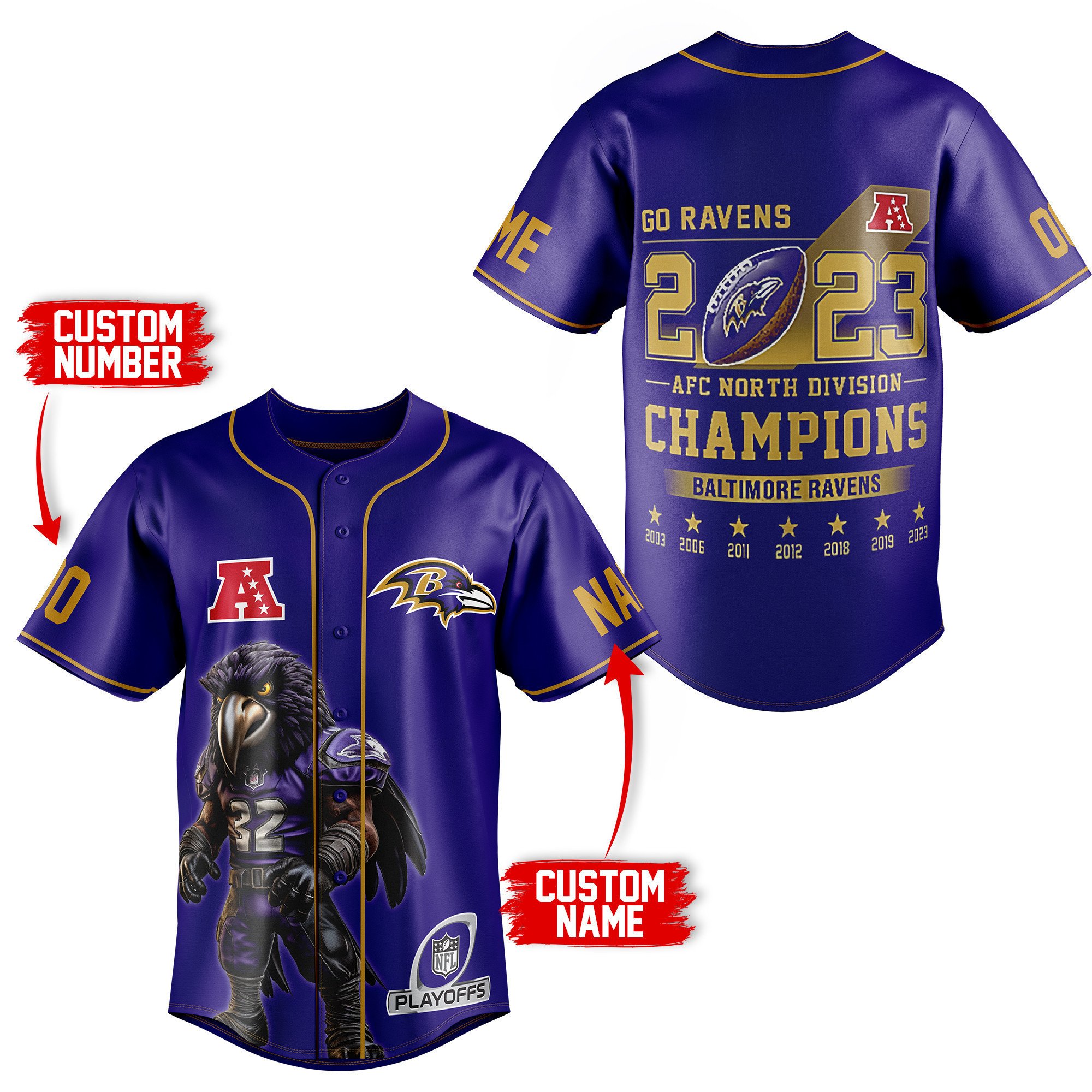 Baltimore Ravens Baseball Jersey For Fans