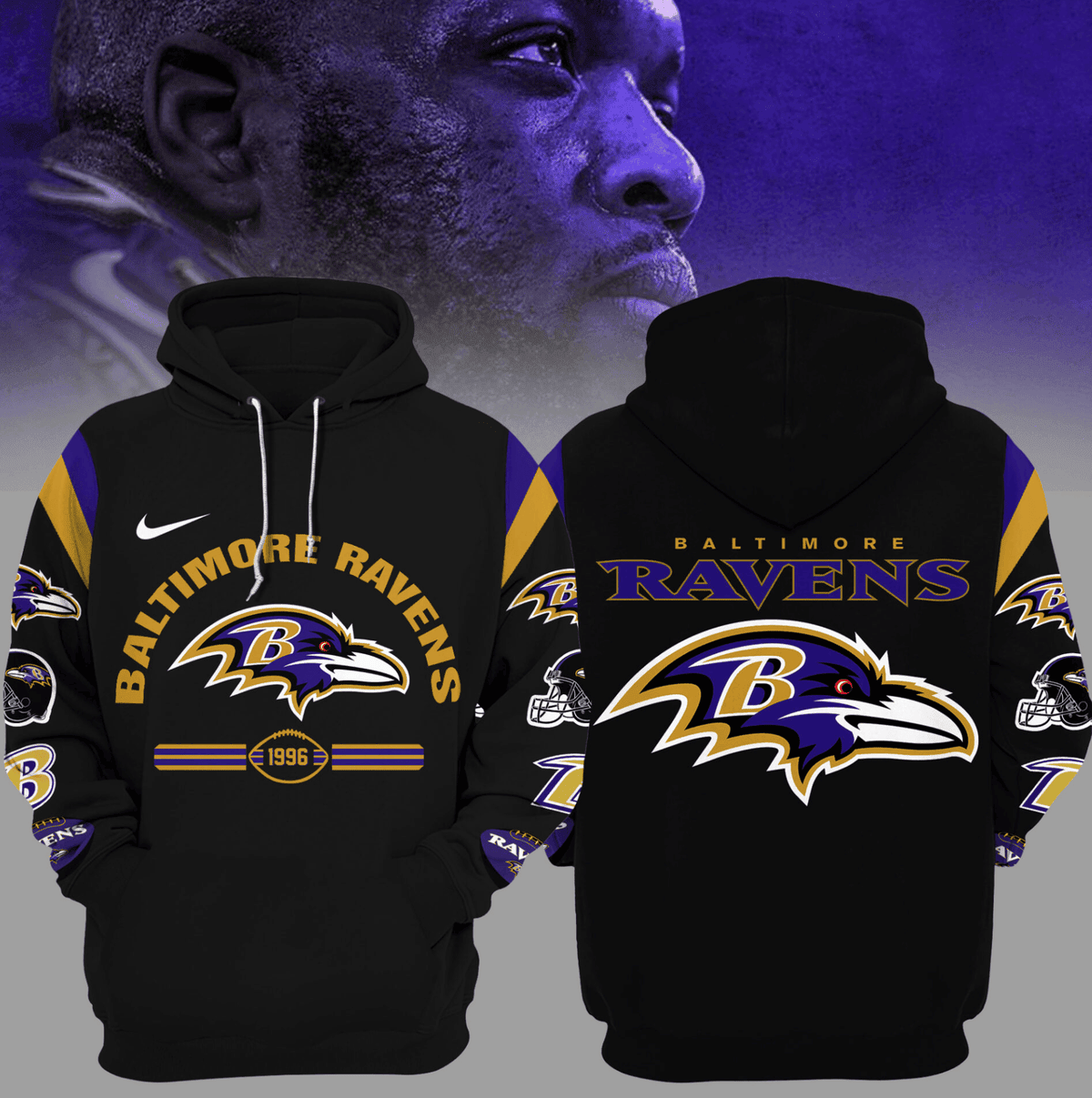 Baltimore Ravens Black NFL 3D Hoodie Premium Merchandise