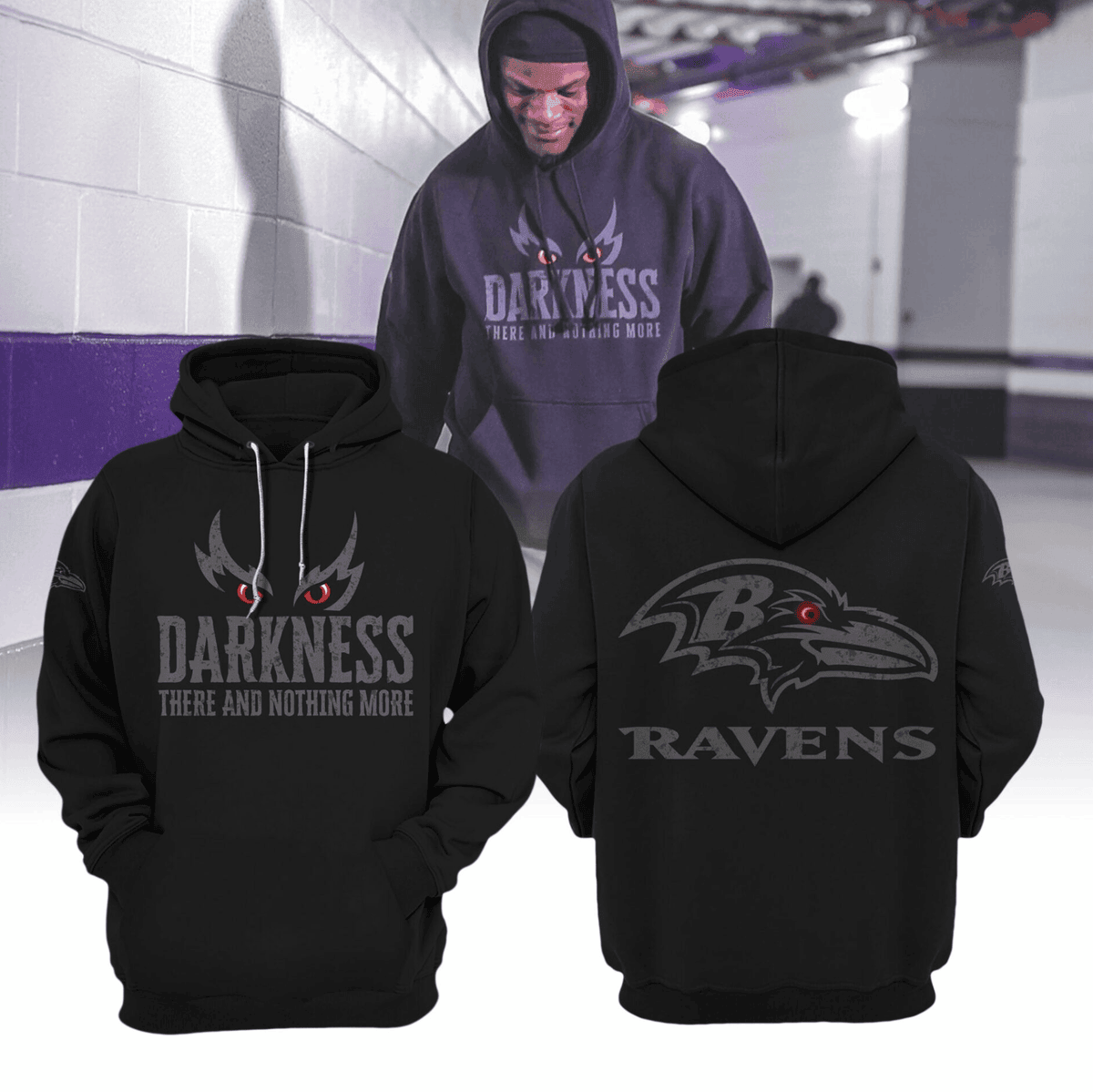Baltimore Ravens Darkness NFL 3D Hoodie Premium Merchandise
