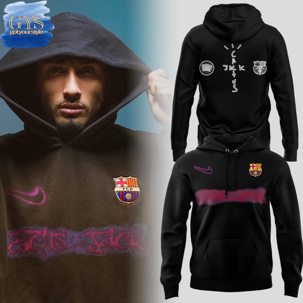 Barcelona x Cactus Jack 2025 Limited Edition Black Hoodie Premium Merchandise