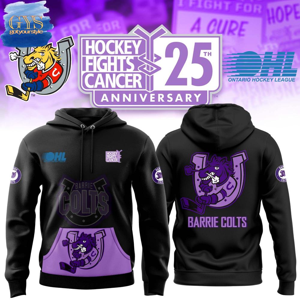 Barrie Colts Hockey Fights Cancer 25th Anniversary Hoodie