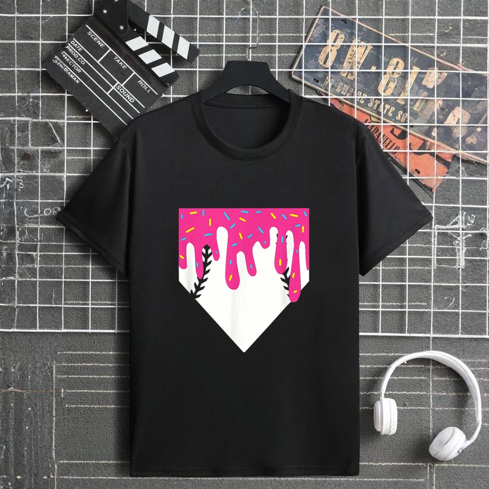 Baseball Home Plate Ice Cream Drip T-Shirt