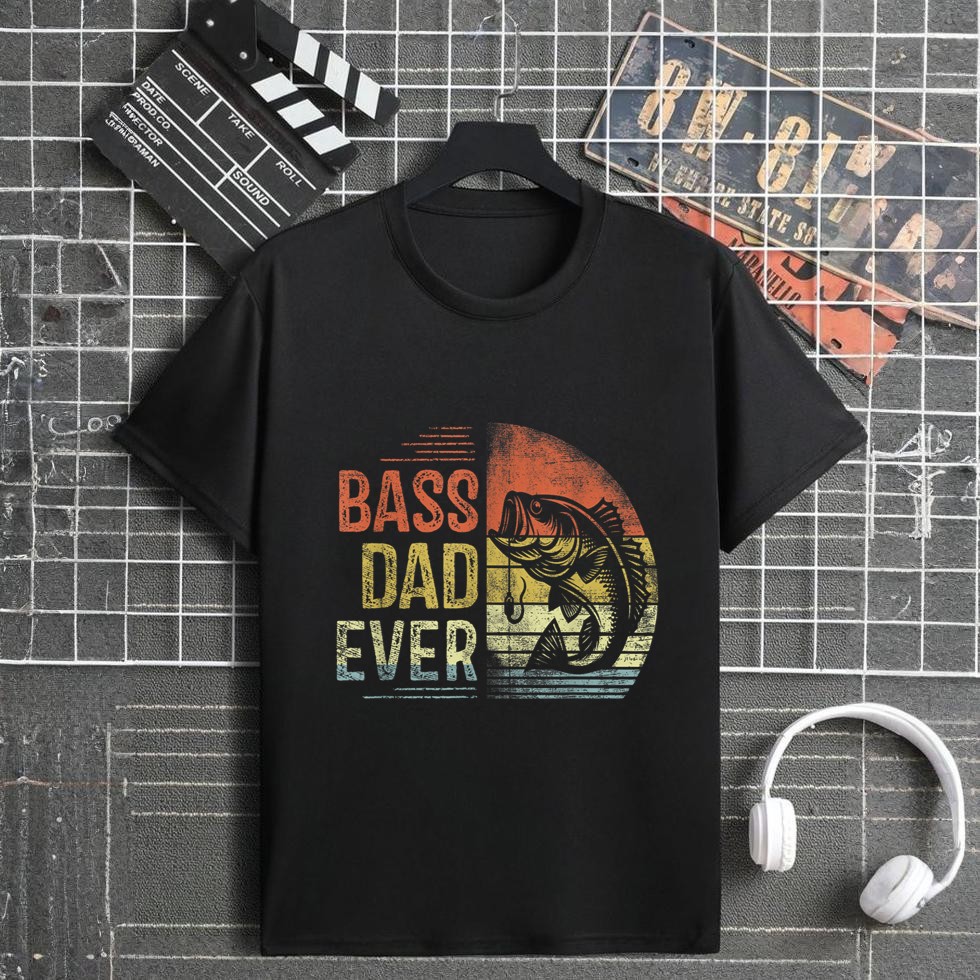 Bass Dad Ever Fishing Gifts Dad Birthday Vintage T-Shirt
