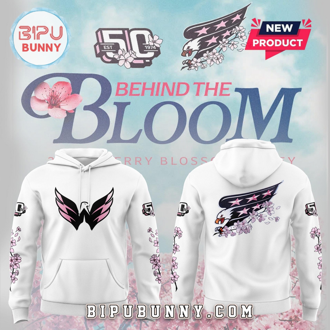 Behind The Blossom Washington Capitals White Hoodie