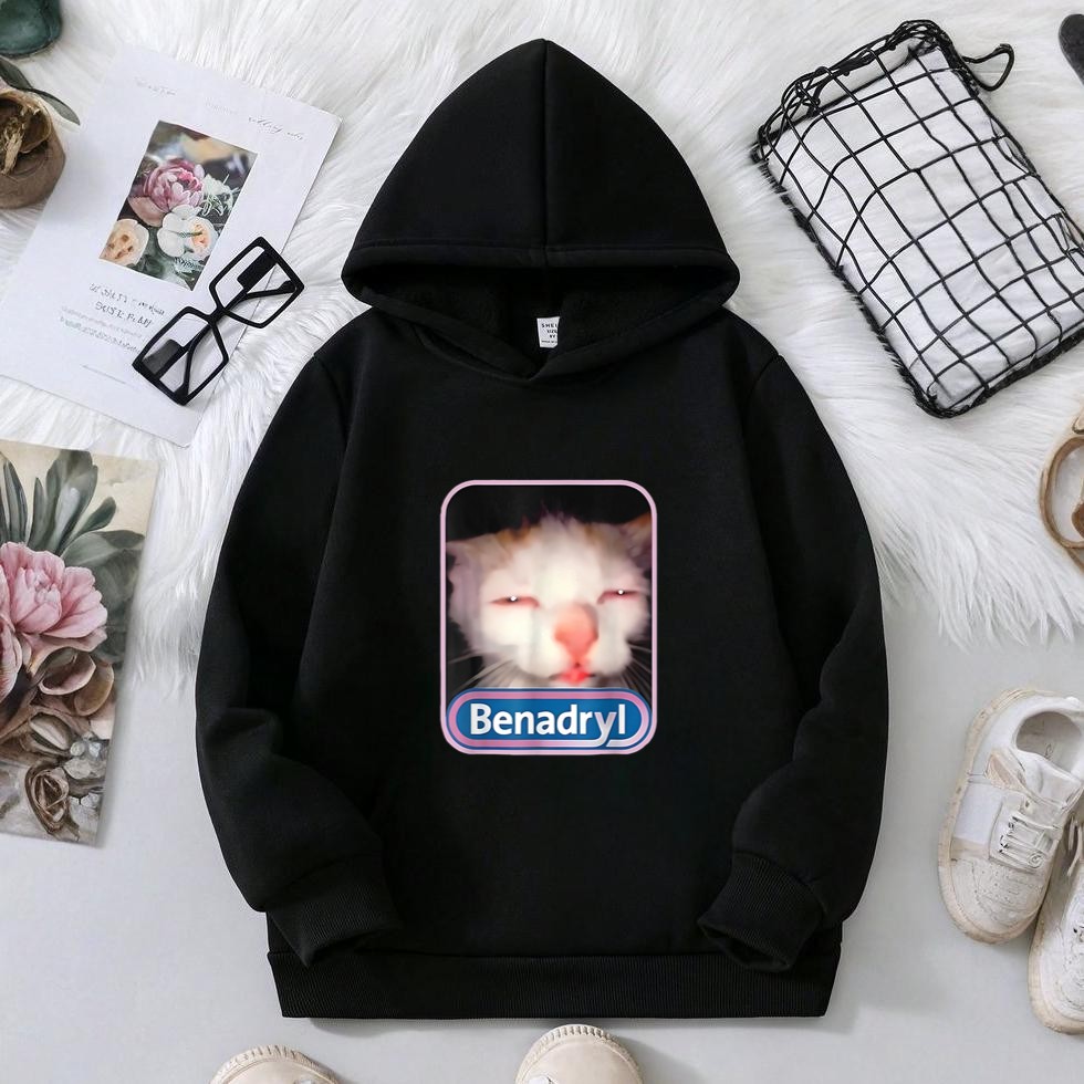 Benadryl Meme Cat Funny Cat Lovers Cat Mom Cat Dad Cat Meme Hoodie