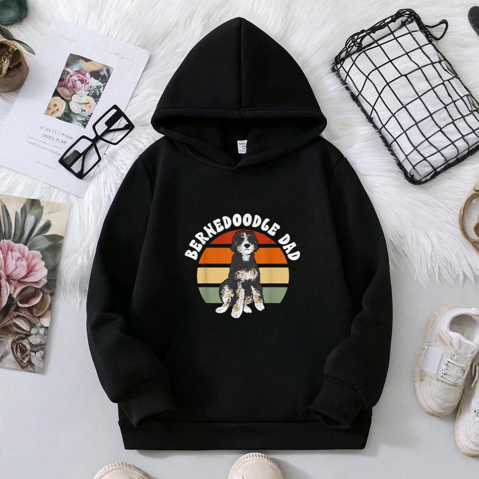 Bernedoodle Dog Retro Vintage Bernedoodle Dad Hoodie