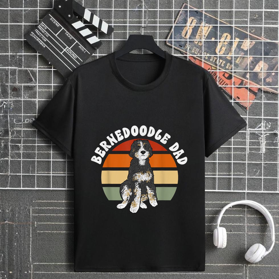 Bernedoodle Dog Retro Vintage Bernedoodle Dad T-Shirt