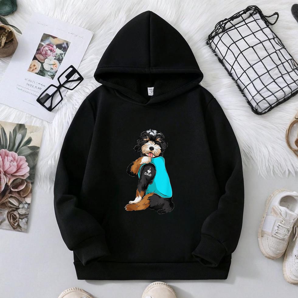 Bernedoodle I Love Dad Tattoo Apparel, Dog Dad Gifts Dads Hoodie