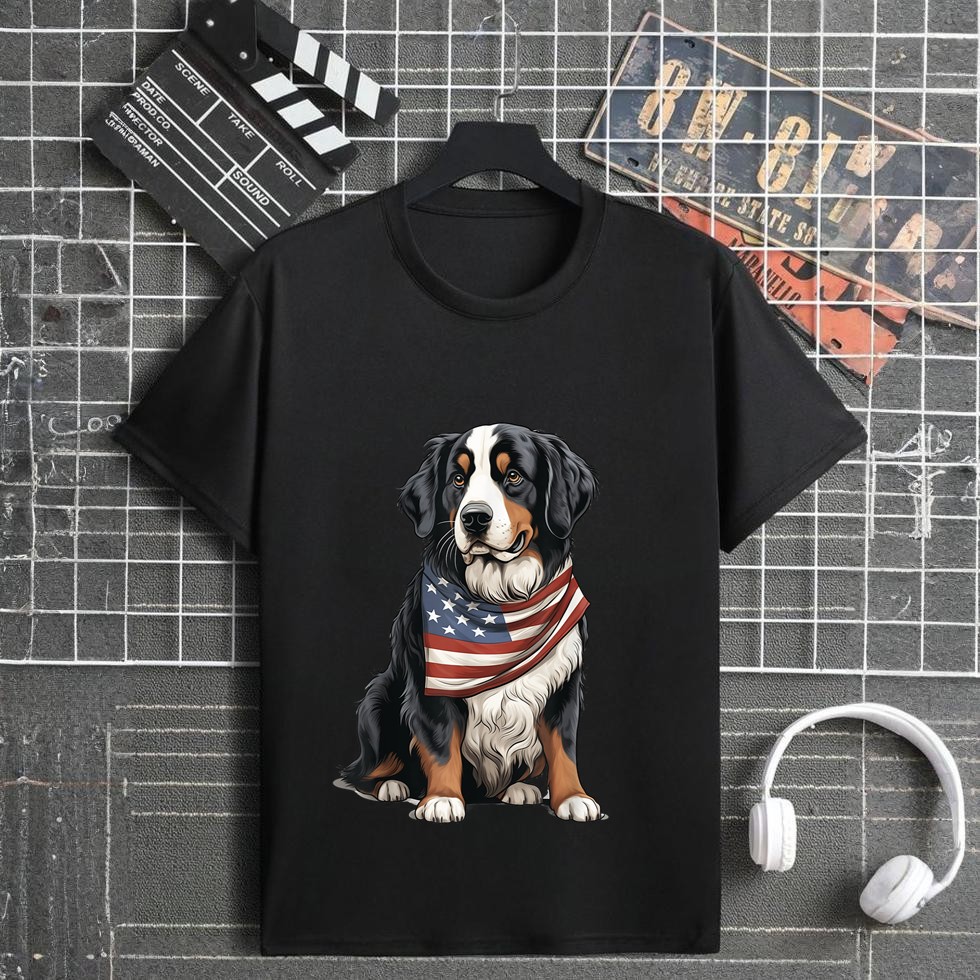 Berner US Flag Bernese Mountain Dog Owner Mom Dad Men Women T-Shirt
