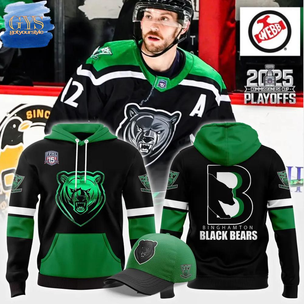 Binghamton Black Bears FPHL 15th Anniversary Hoodie Premium Merchandise