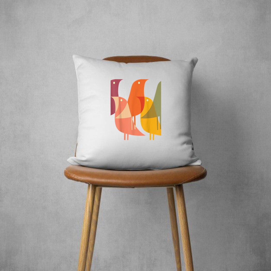 Bird Print Art Deco 60s Style Minimal Hippy Retro Cool Pillows