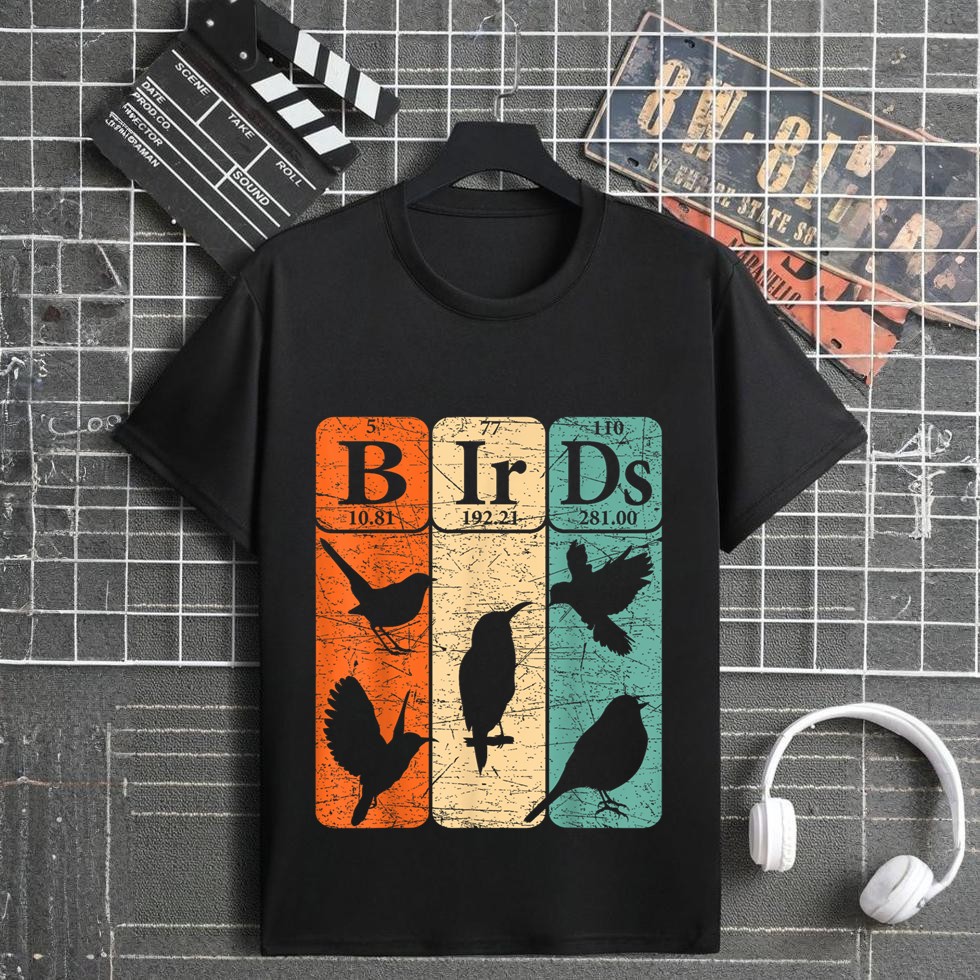 Birds Periodic Table Elements Birdwatching Ornithology T-Shirt