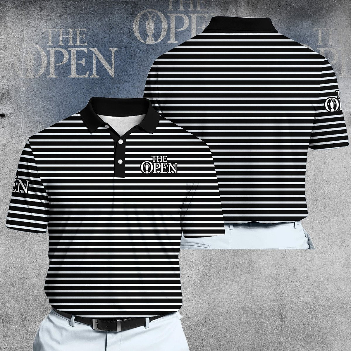 Black And White 2025 The Open Horizontal Striped Men Polo Shirt Gifts For Male Golfers