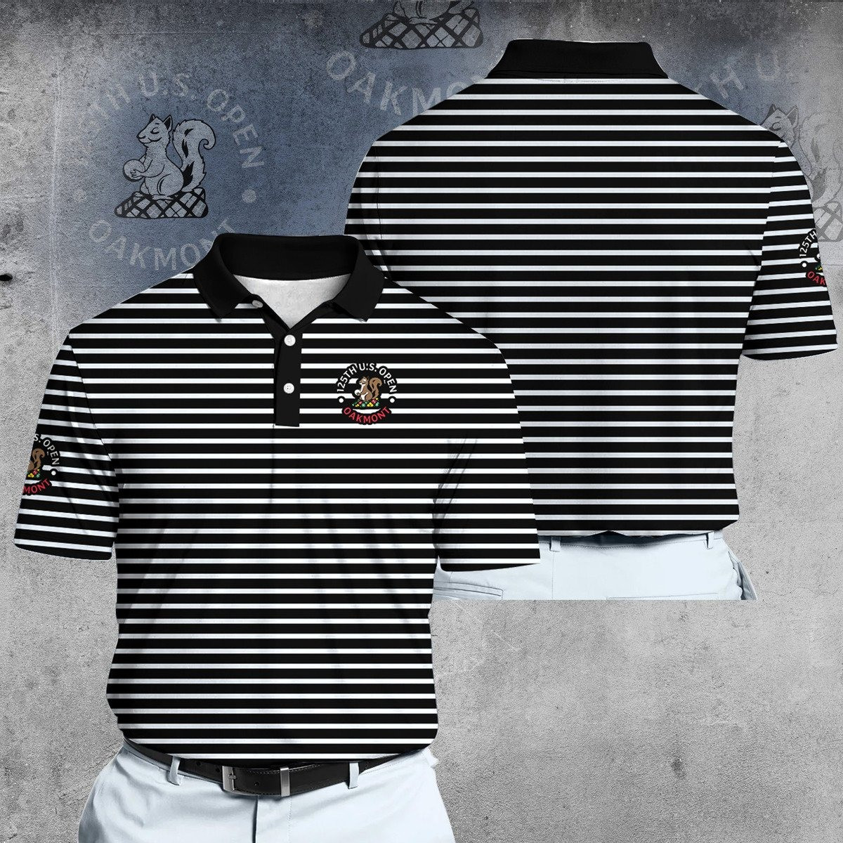 Black And White 2025 US Open Horizontal Striped Men Polo Shirt Gifts For Male Golfers