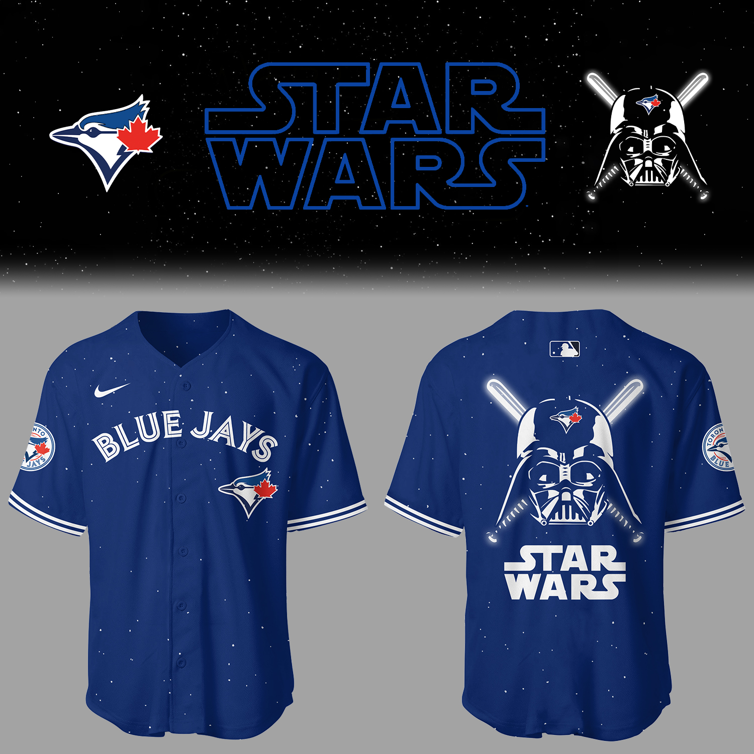 Blue Jays Baseball 2025 Blue Jays x Star Wars Blue Jersey Gift For Baseball Lover