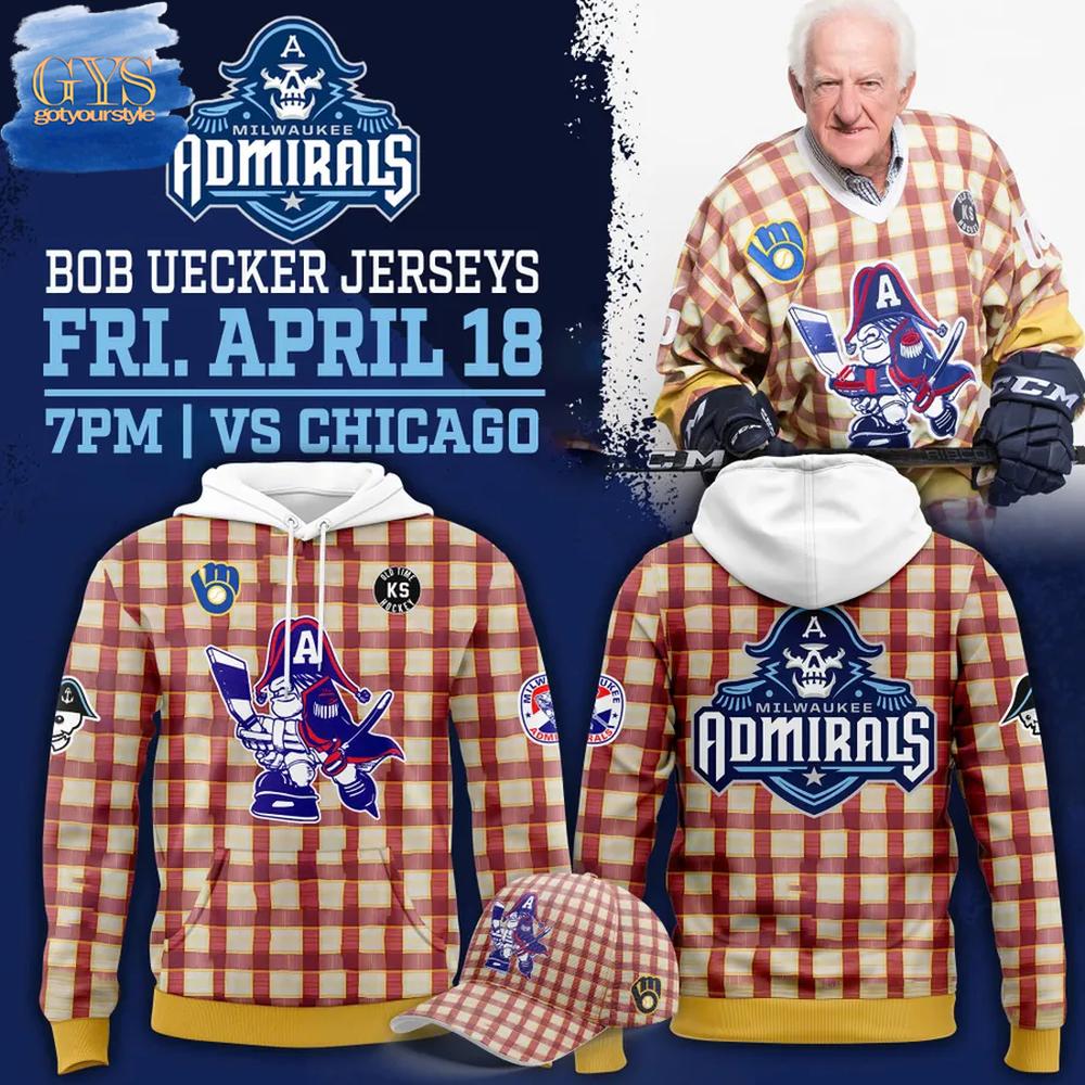 Bob Uecker Brewers x Admirals Limited Edition Hoodie Premium Merchandises