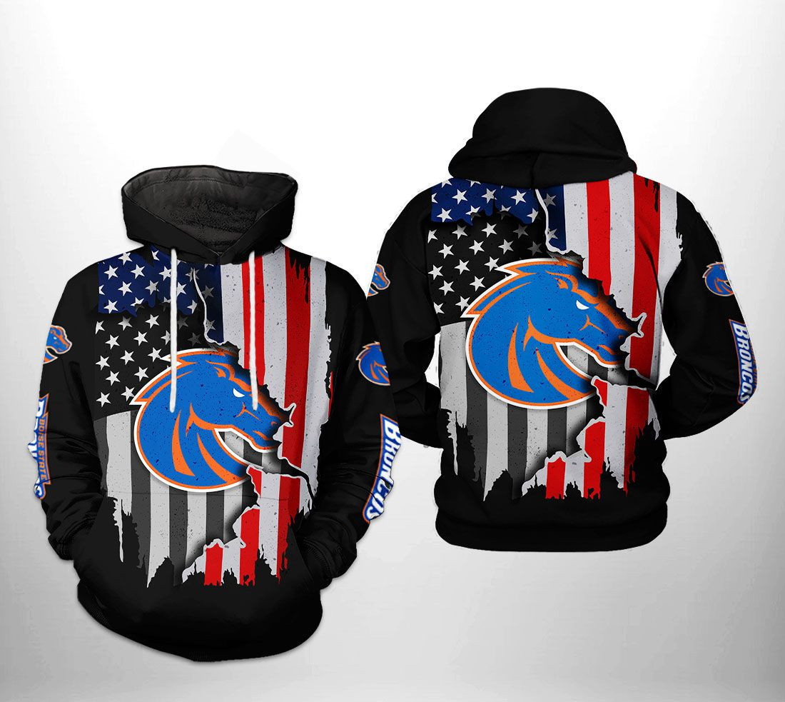 Boise State Broncos NCAA US Flag Hoodie  Zip Hoodie Version 1554