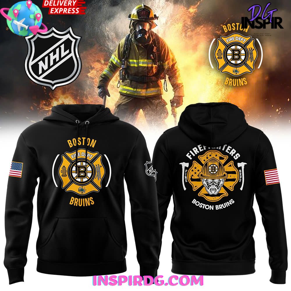 Boston Bruins Firefighter Appreciation Night Black Hoodie Gift For Sport Music Fans