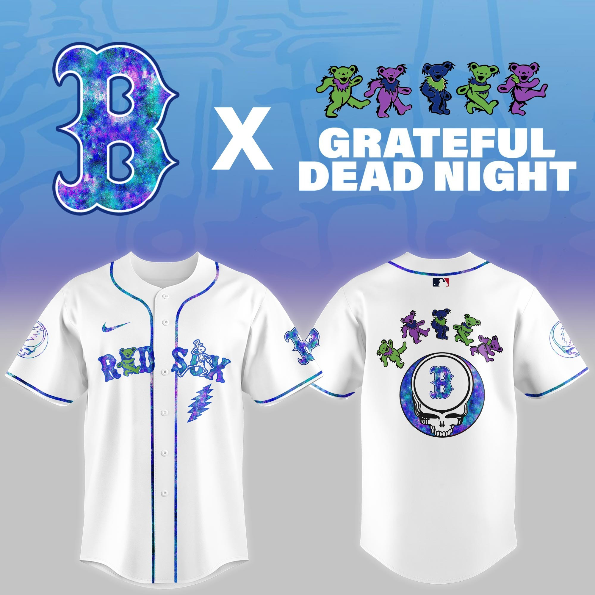 Boston Red Sox 2025 Grateful Dead Night Jersey MLB Baseball Merch Best Fan Gifts For Him