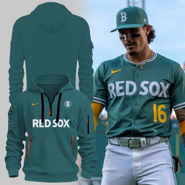 Boston Red Sox City Connect Half Green Quarter Zip Hoodie Unique Baseball Gifts For Fans