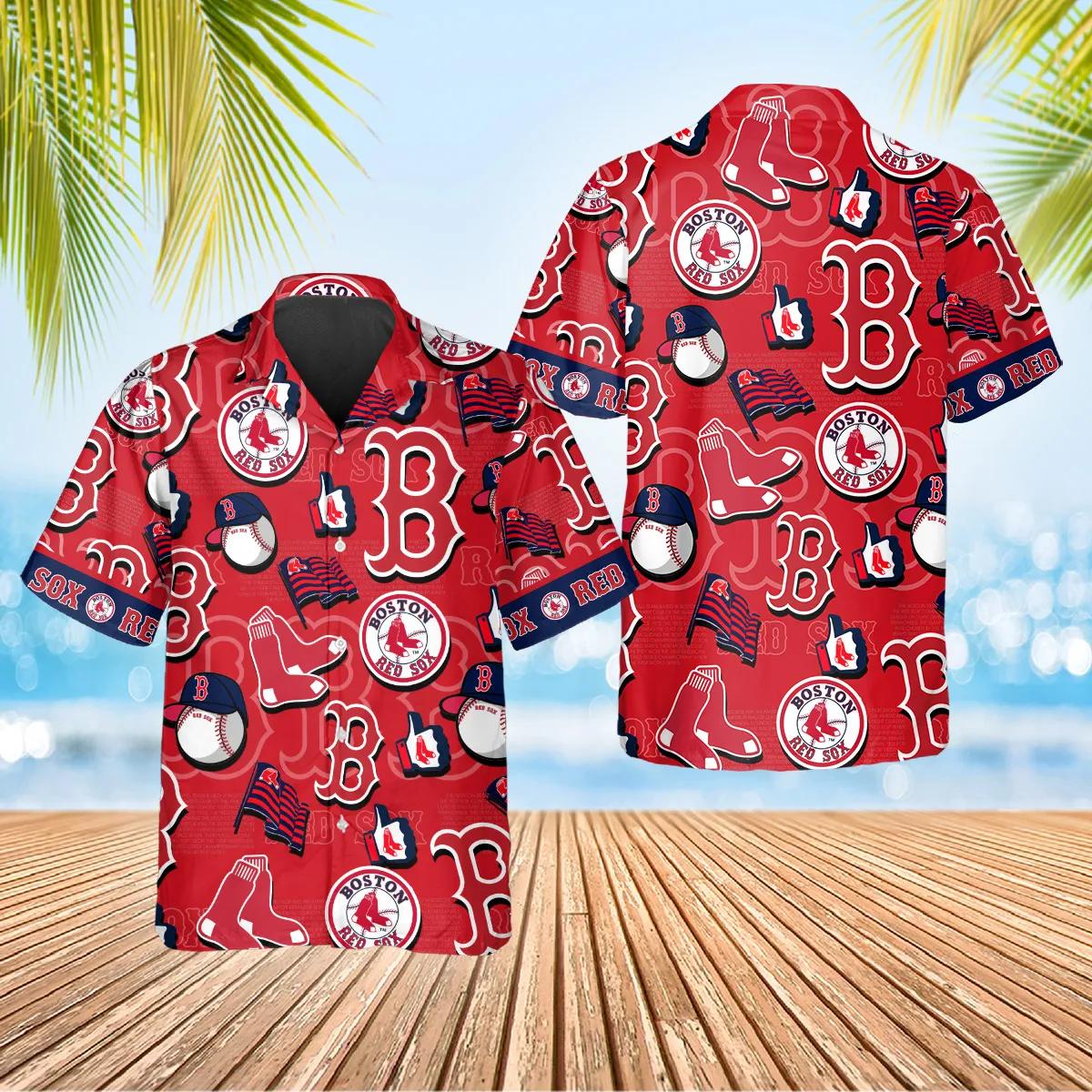 Boston Red Sox Classic Logo Collage Aloha Hawaiian Shirt for Men And Women Premium Merchandise